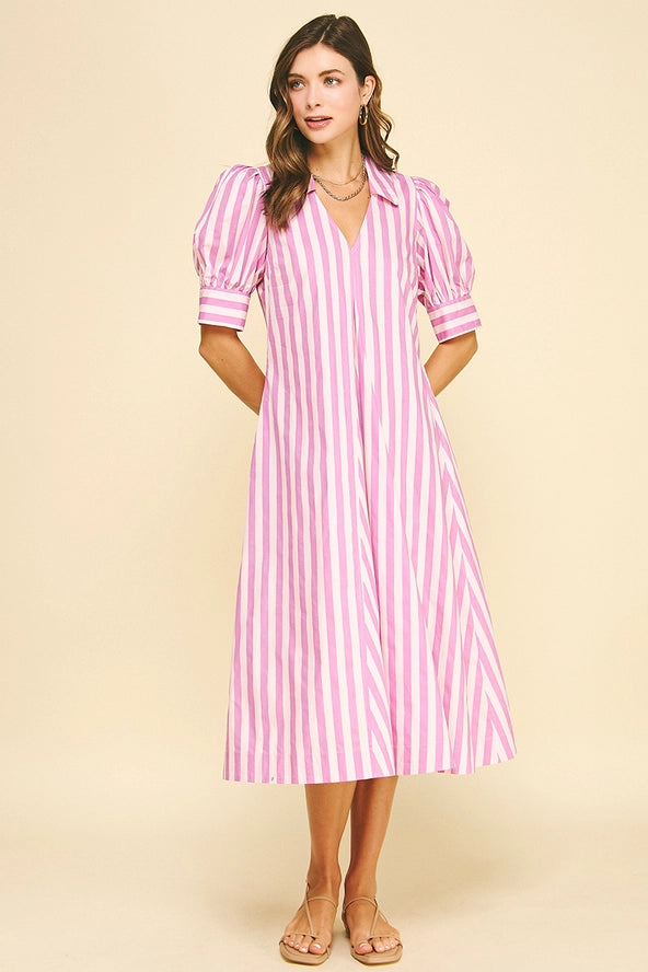 pink striped dress Loving Striped Midi Dress – Prippie