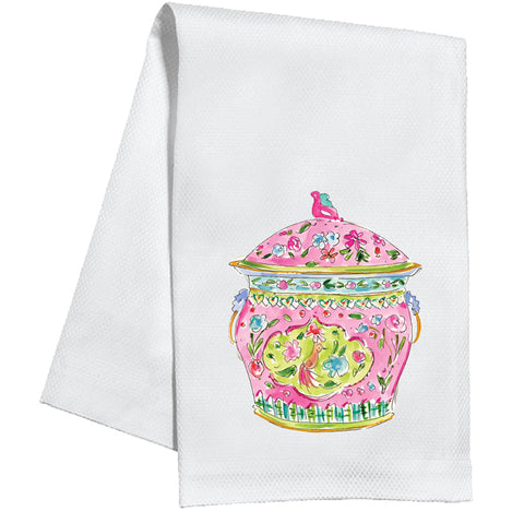 Pink Chinoiserie Urn Towel