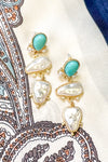 Turquoise and Pearl Stack Earrings
