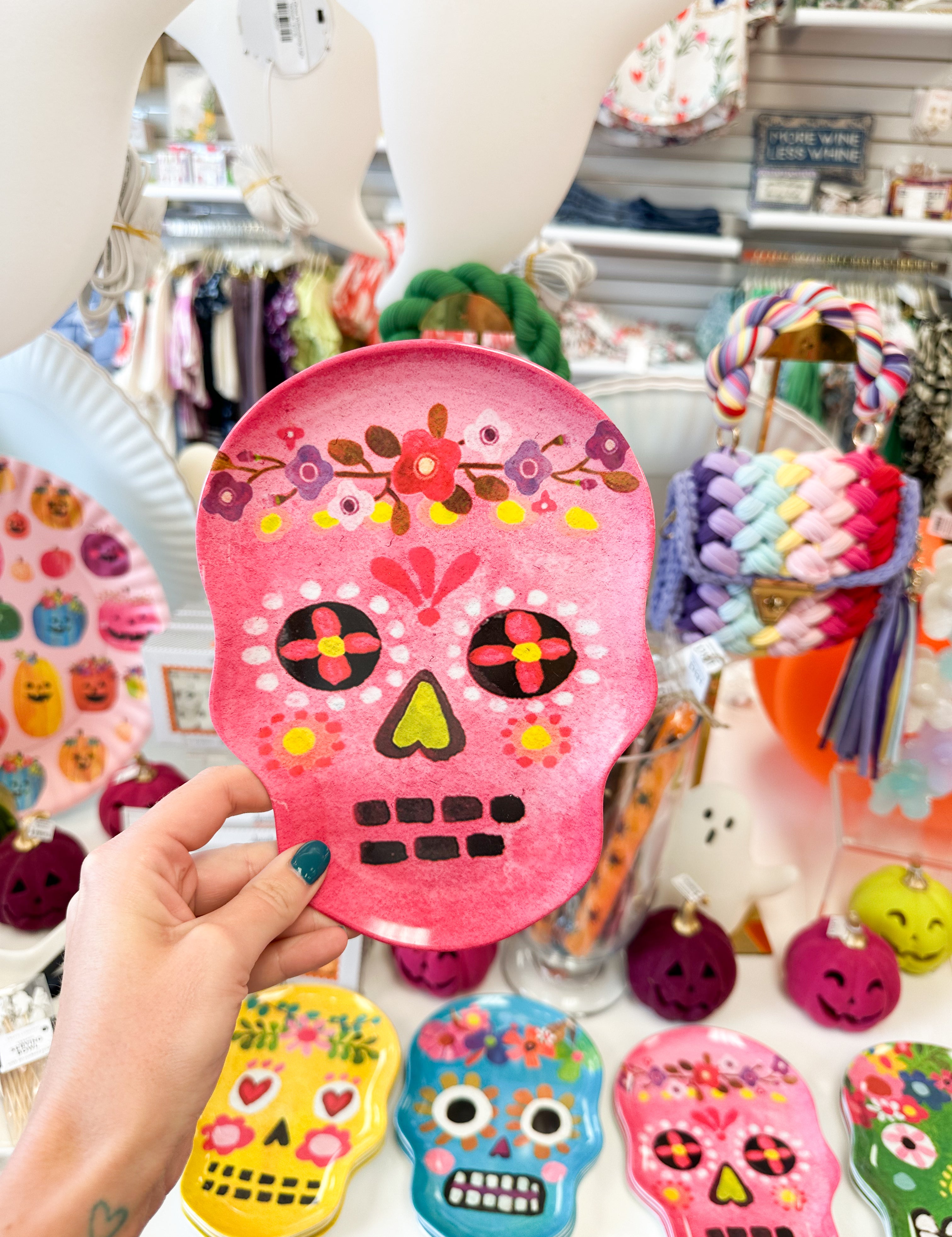 Brightly Colored Sugar Skull Plates