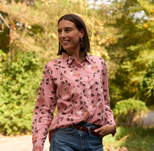 bird print dress shirt Printed Geese Brushed Cotton Shirt