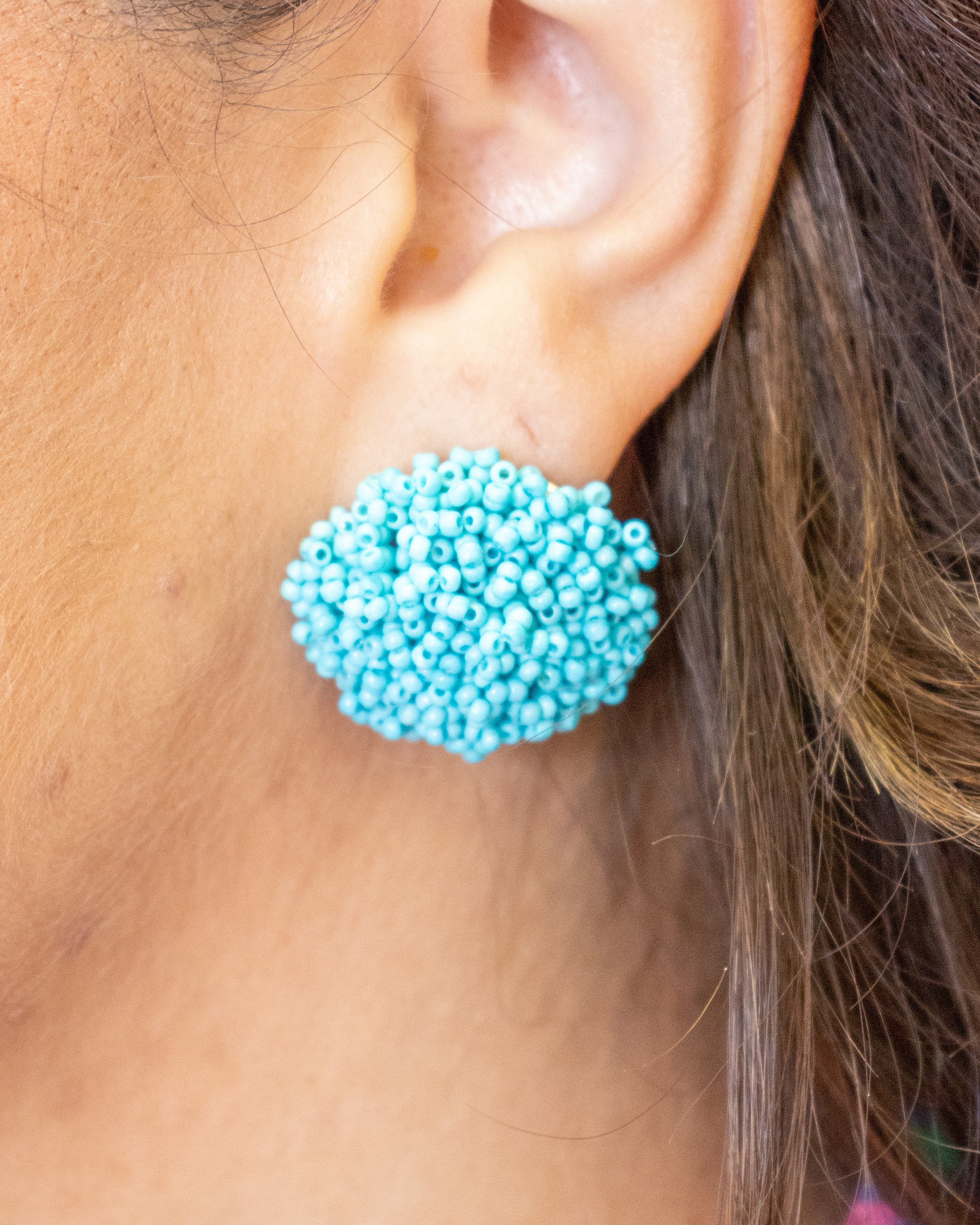 Beaded Button Post Earring