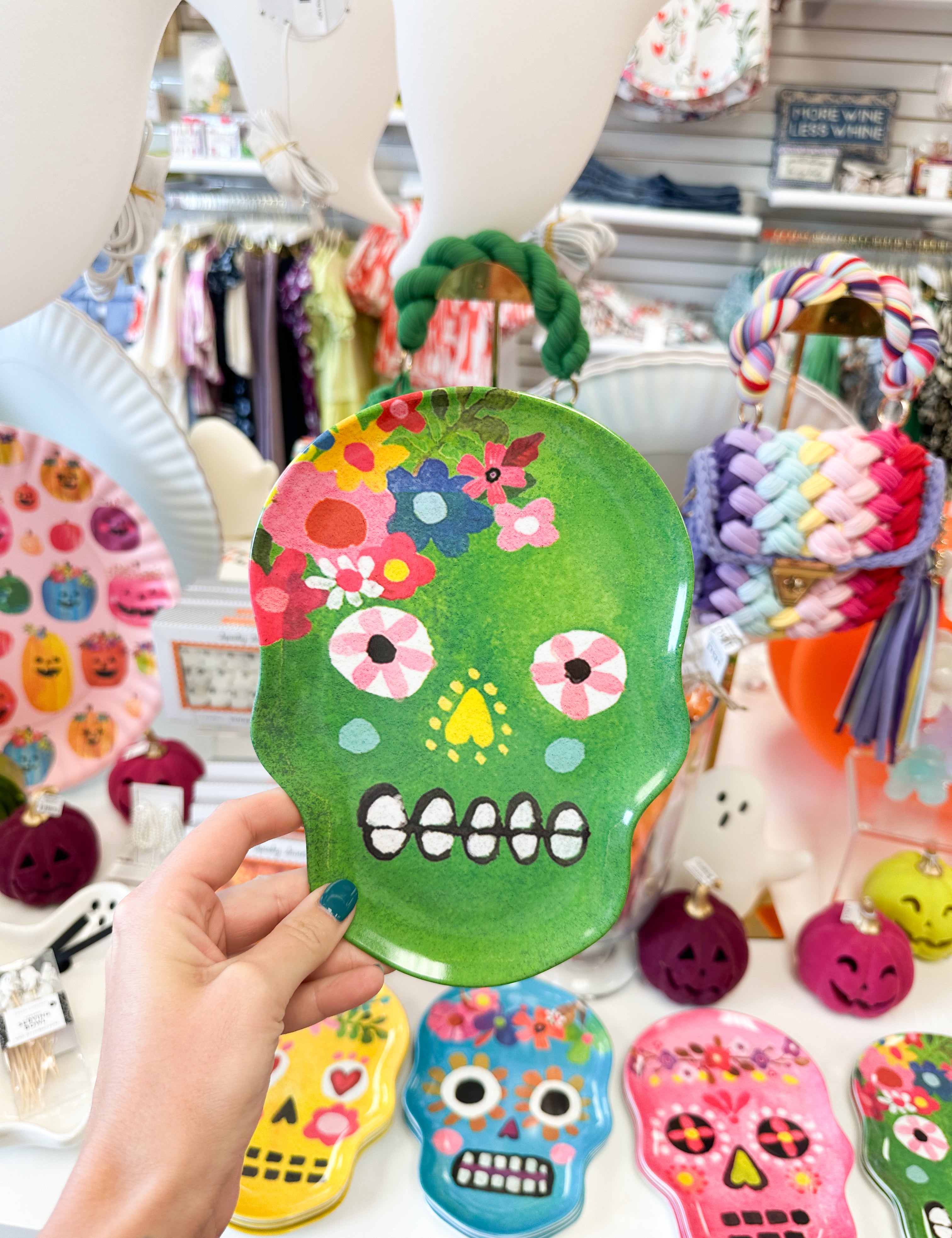 Brightly Colored Sugar Skull Plates