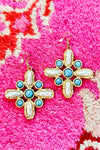 Contemporary Turquoise Cross Earring