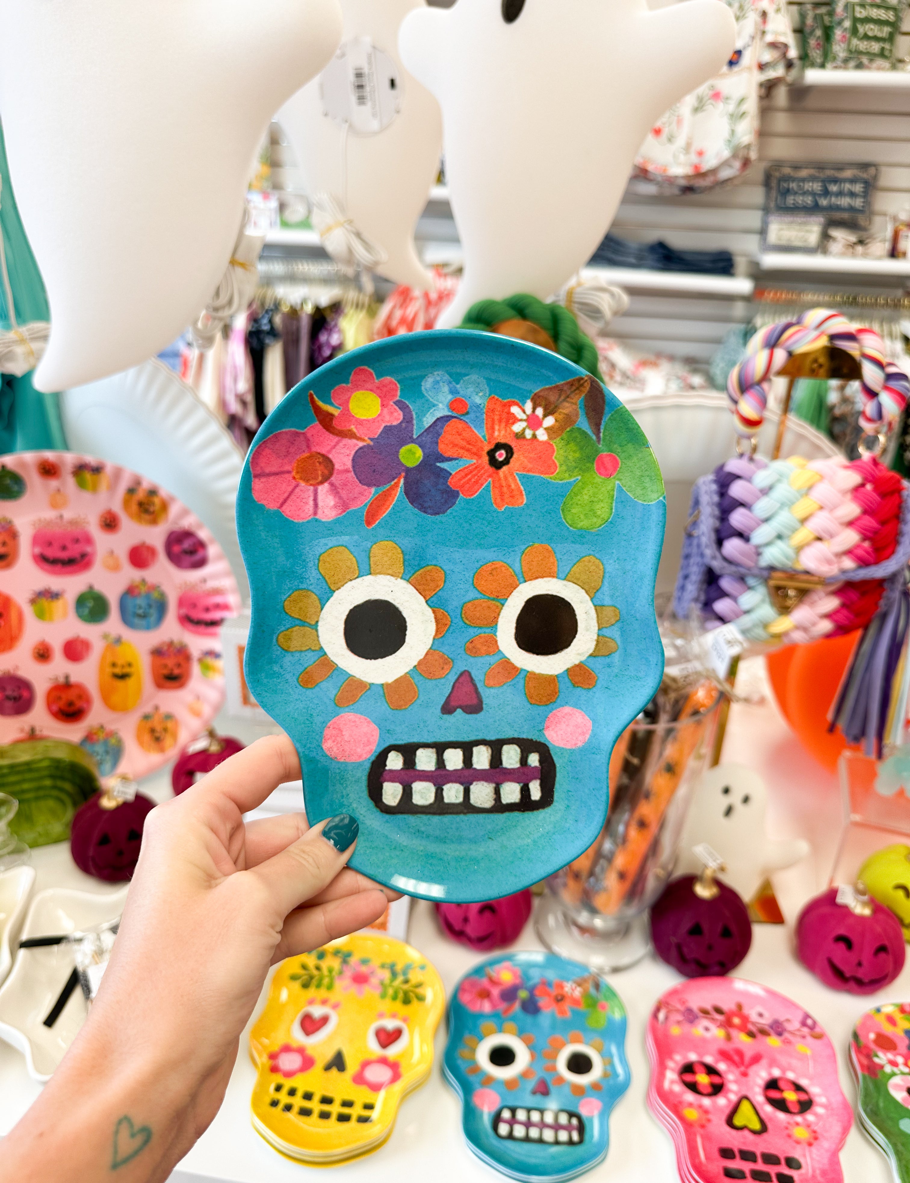 Brightly Colored Sugar Skull Plates