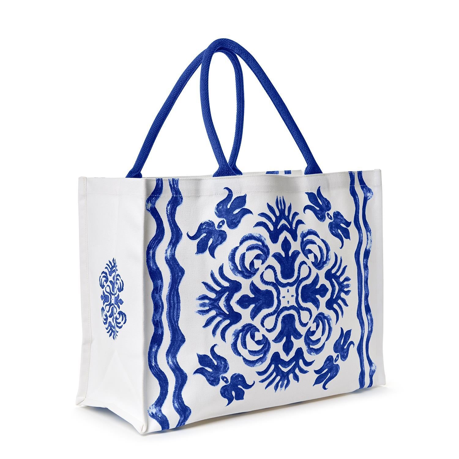 Blue Tile Block Print Tote