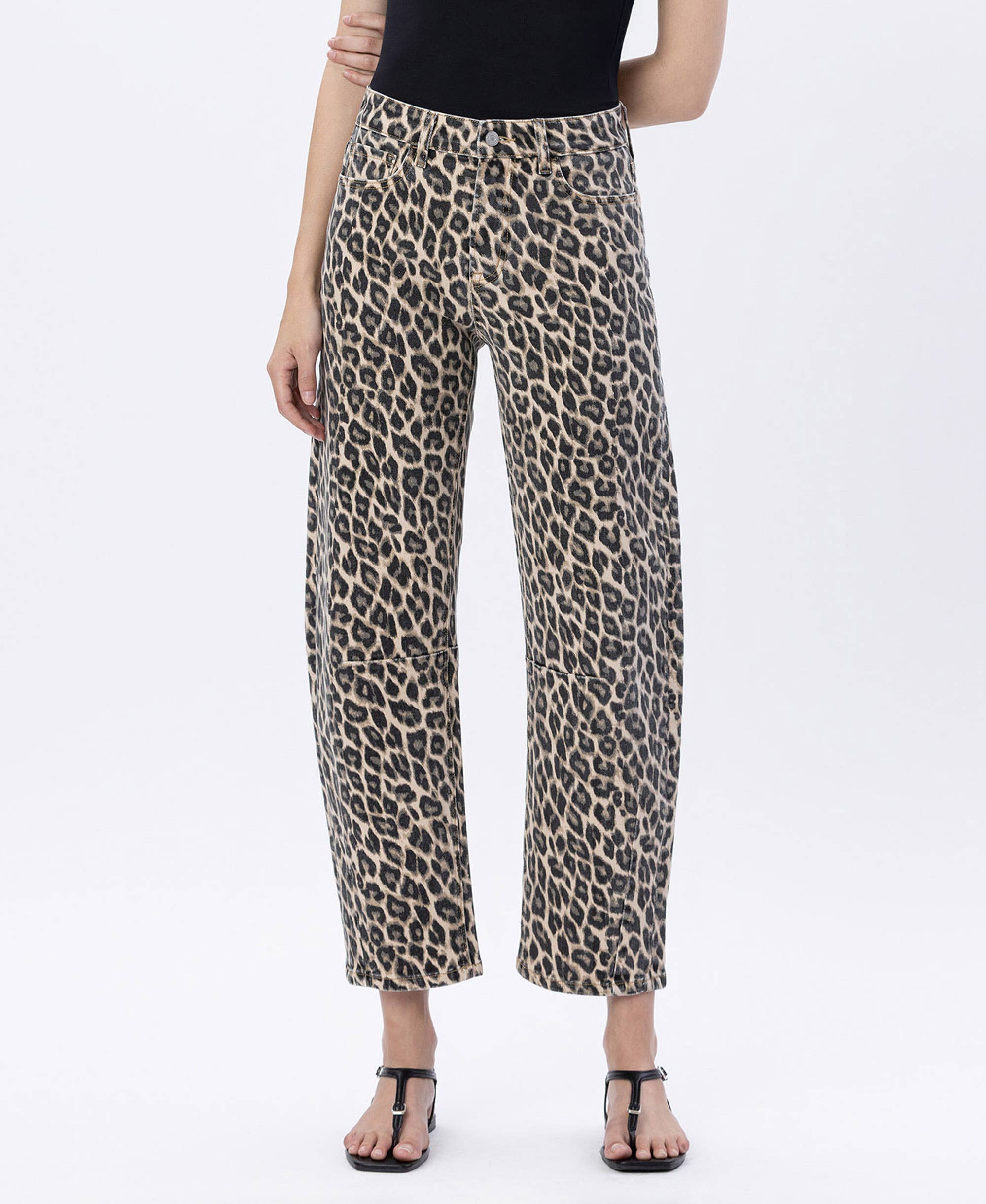 Leopard Print Barrel Jean