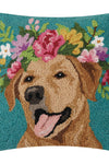 Floral Yellow Lab Pillow