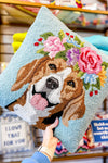 Floral Beagle Pillow