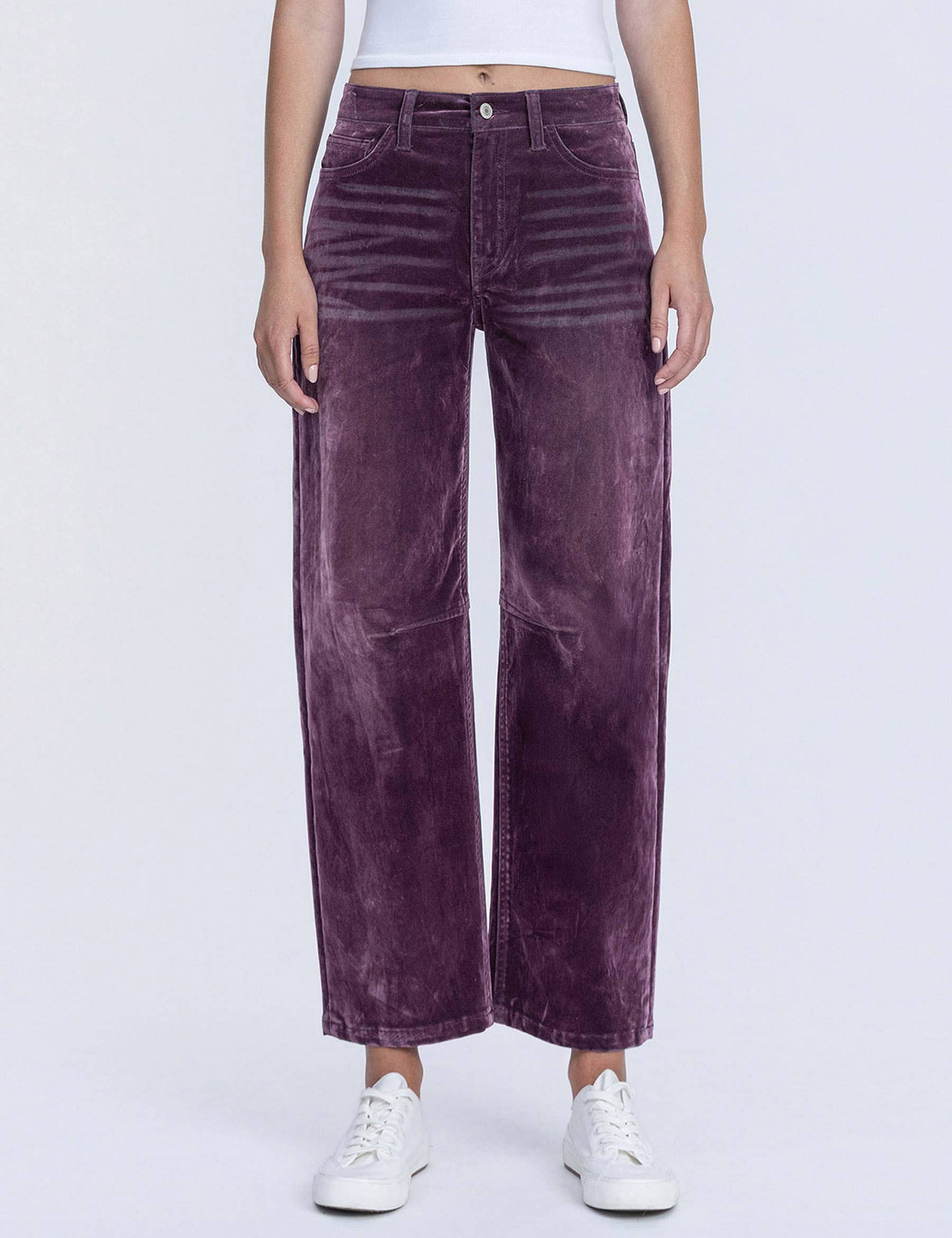 Veronica Plum Velvet Barrel Jean