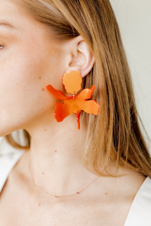 Flora Earring Metallic Orange