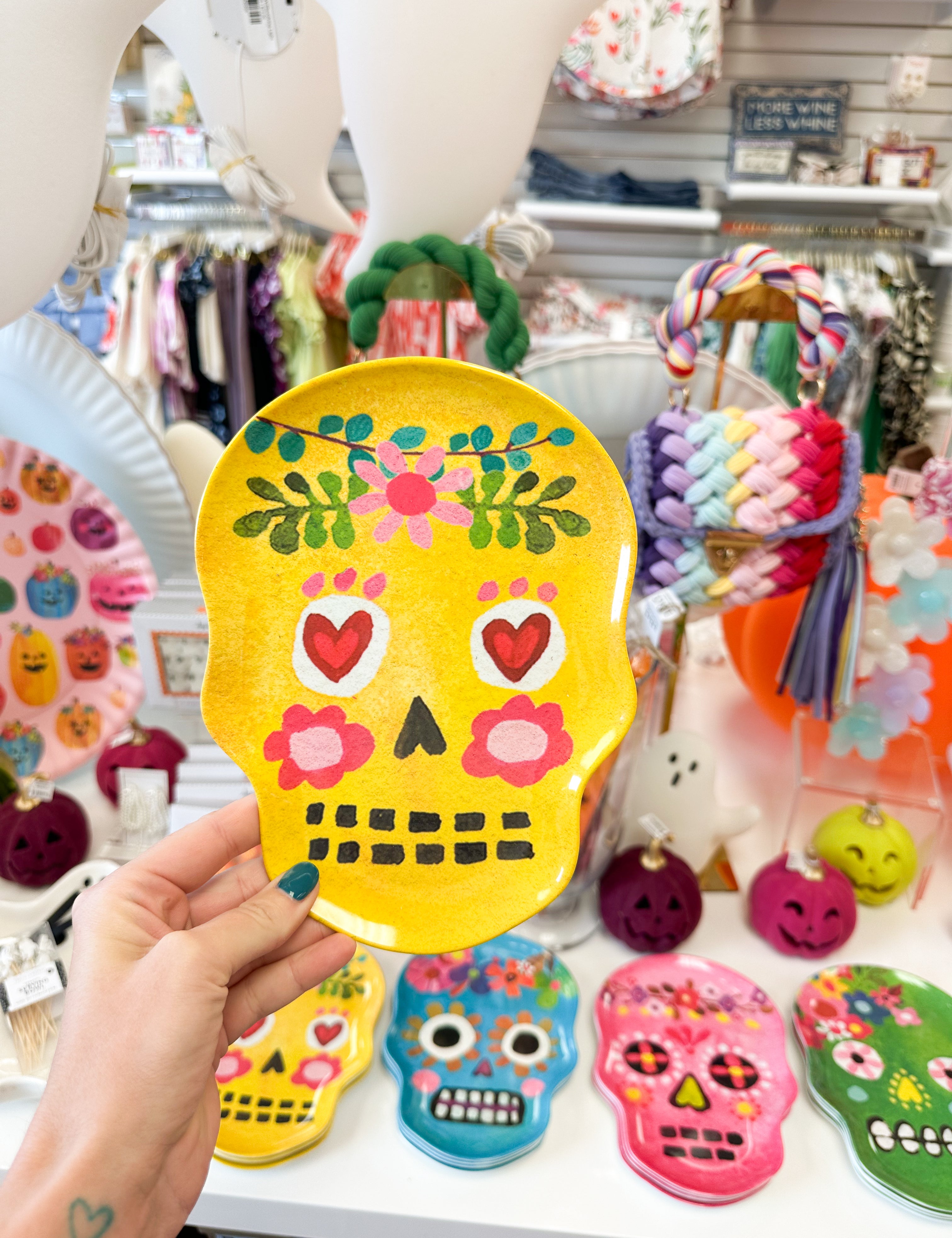 Brightly Colored Sugar Skull Plates