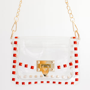 Jackie Red Stud Handbag
