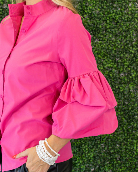 Poppy Balloon Sleeve Blouse | Pink