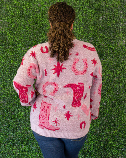 Lucky Boots Sweater | Pink