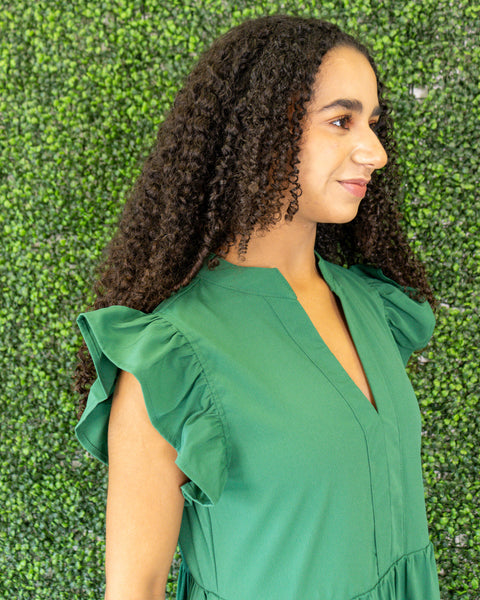 Holly Tiered Midi Dress | Amazon Green