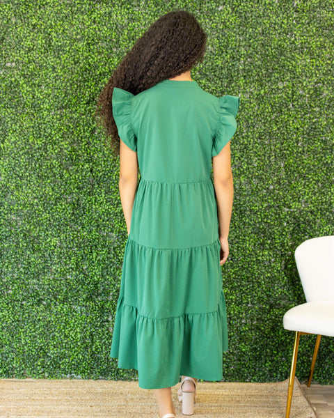 Holly Tiered Midi Dress | Amazon Green