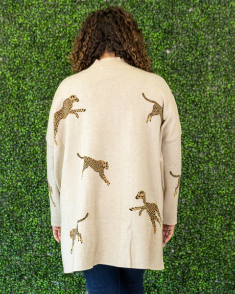 Leaping Leopards Sweater | Oatmeal