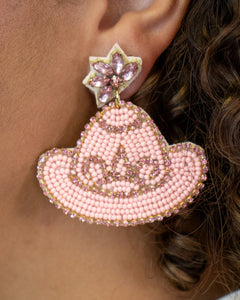 Pink Girls Night Out Hat Earrings