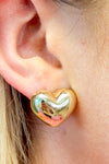 Puff Heart Earrings Gold