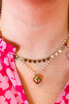 Puff Heart Layer Necklace with Pearls