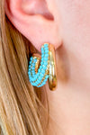 Double Hoop Gold Turquoise