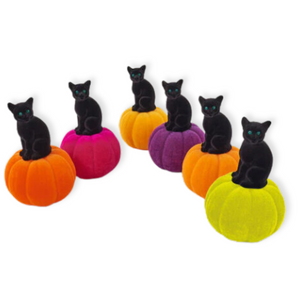 Flocked Kitty On Pumpkin