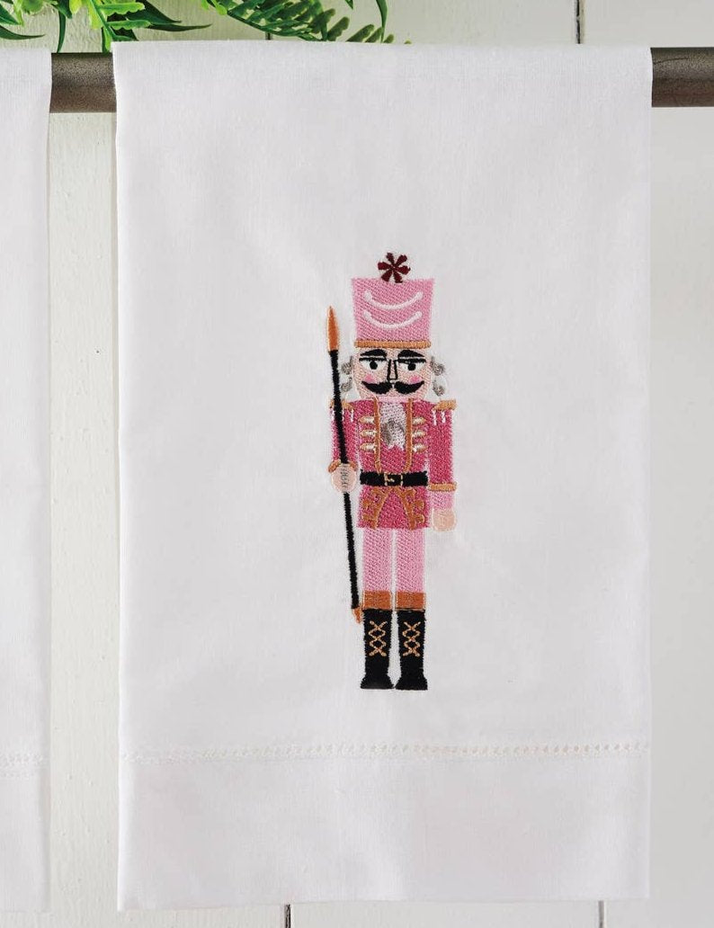 Pink Candied Nutcracker Linen Towel