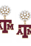 Texas A&M Pearl Cluster Drop Earrings