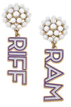 TCU Riff Ram Pearl Cluster Outline Earrings