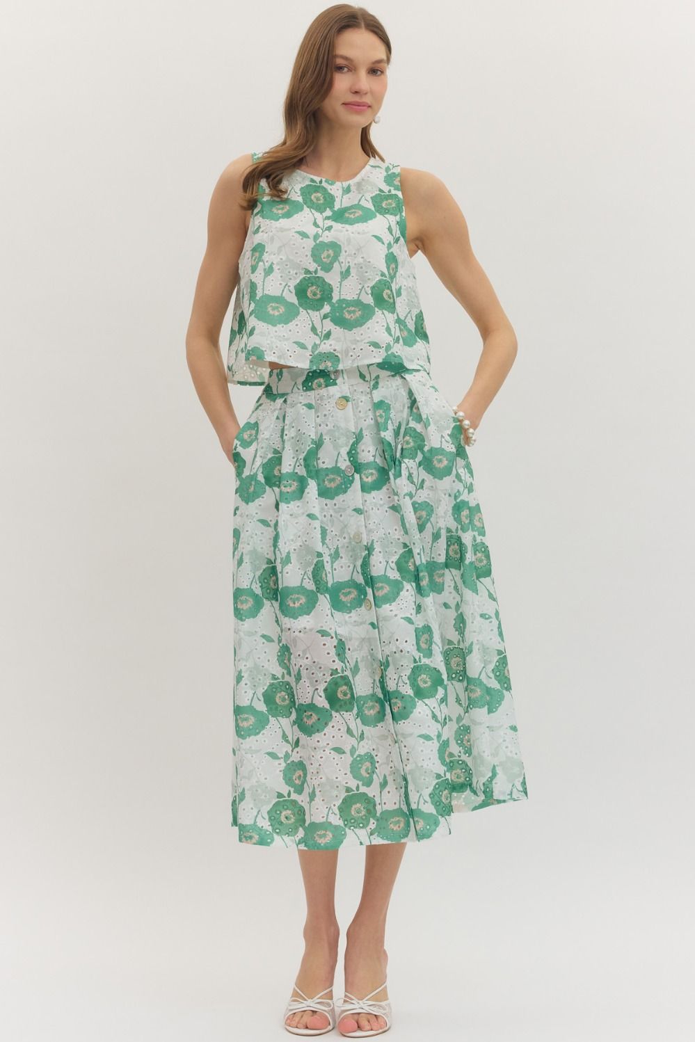 Eden Eyelet Tank Top | Green Prippie Eden Eyelet Tank Top | Green Prippie