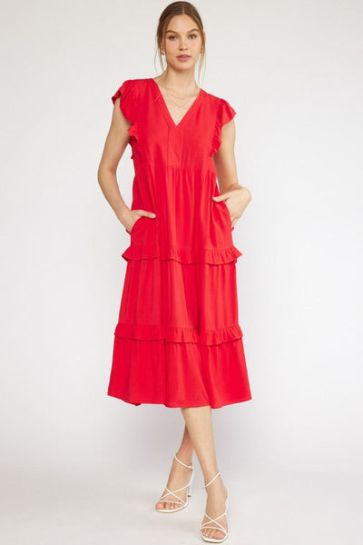 Beth Anne Midi Dress | Red