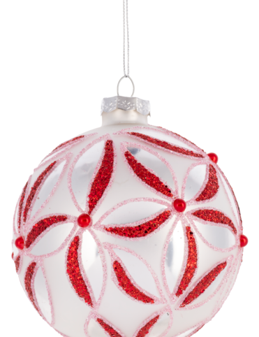 Peppermint Ribbon Glass Ornament