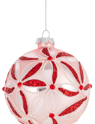 Peppermint Ribbon Glass Ornament