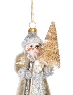 Golden Santa Ornament w/ Tree