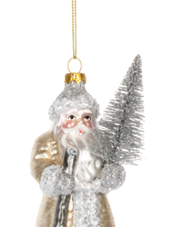 Golden Santa Ornament w/ Tree