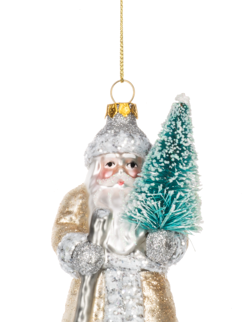 Golden Santa Ornament w/ Tree