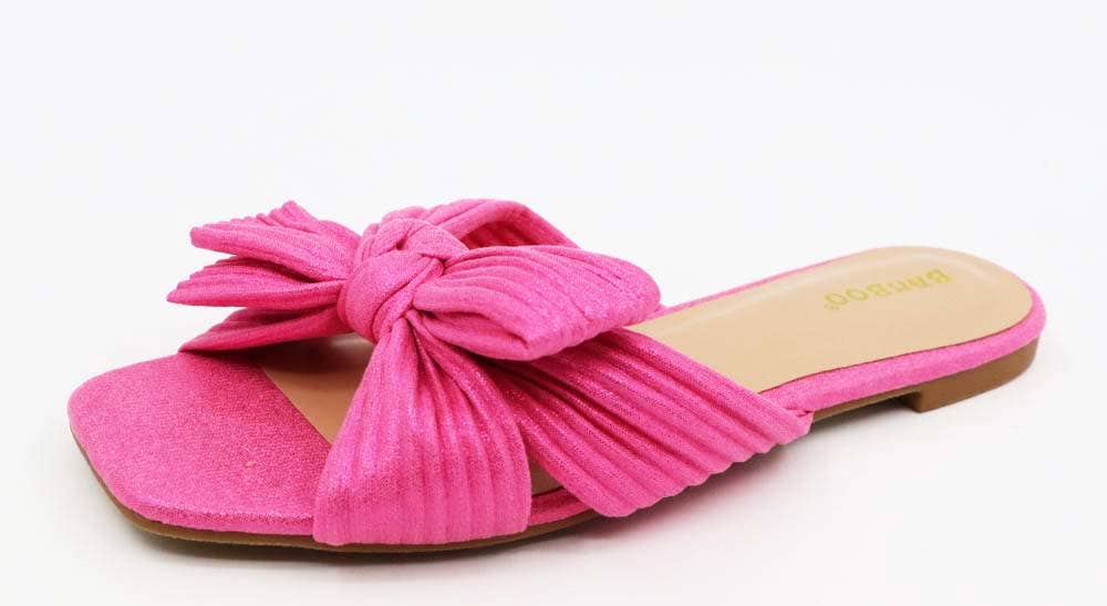Ava Shimmer Bow Sandal | Hot Pink