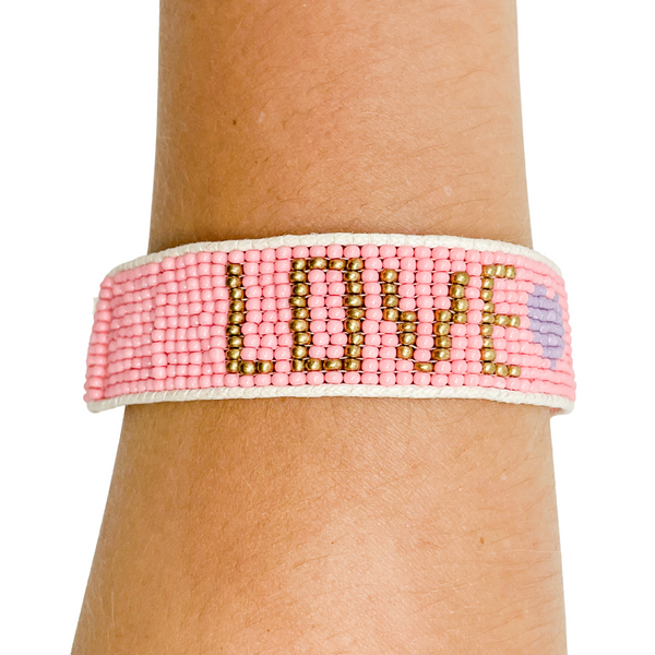 Love Beaded Bracelet | Pink