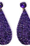Purple Beaded Drop Earrings