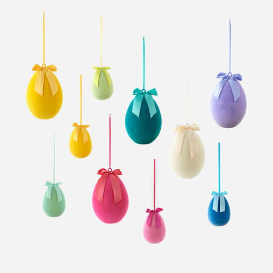 Hanging Flocked Eggs Large