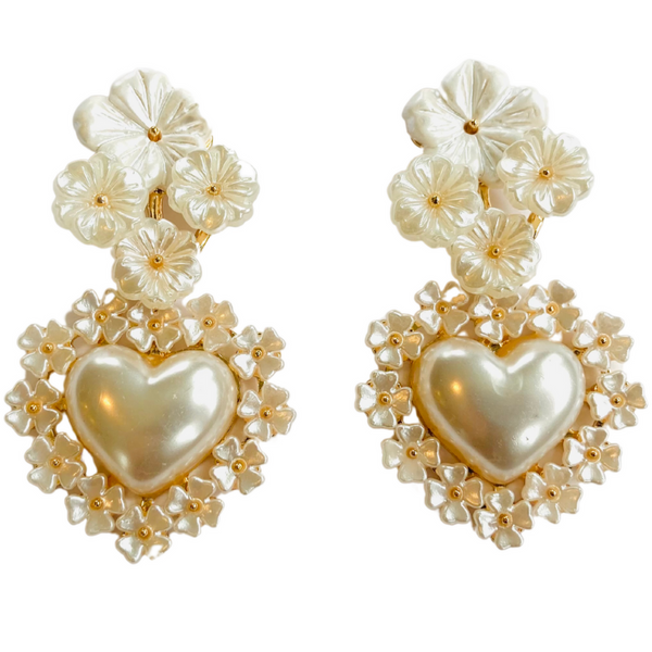 Floral Custer Pearl Heart | Special Sale