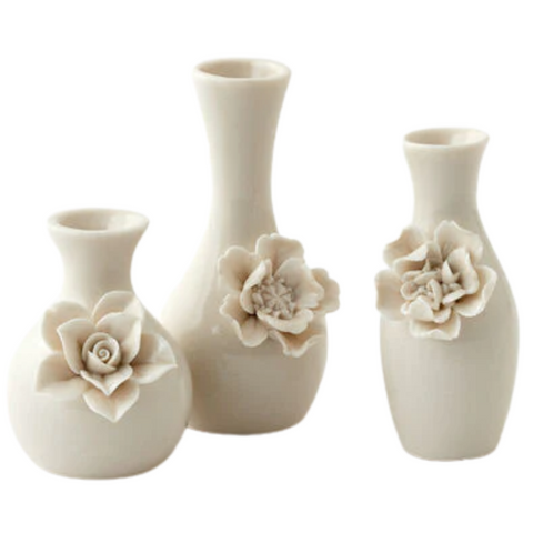 White Ceramic Bud Vase w/Flower