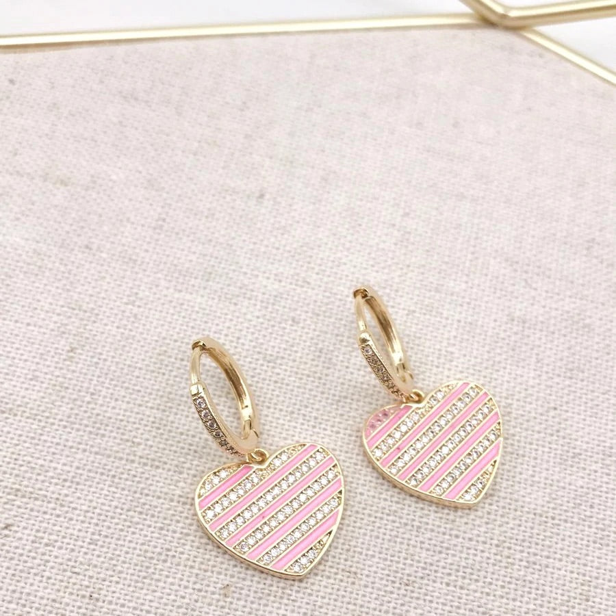 Pink Kim Heart Earrings