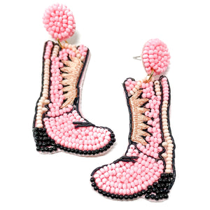 Cowgirl Pink Boot Earrings