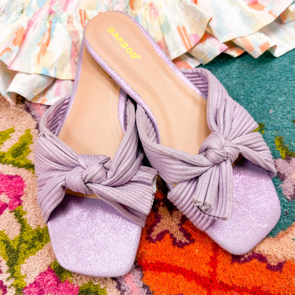 Ava Shimmer Bow Sandal | Lilac