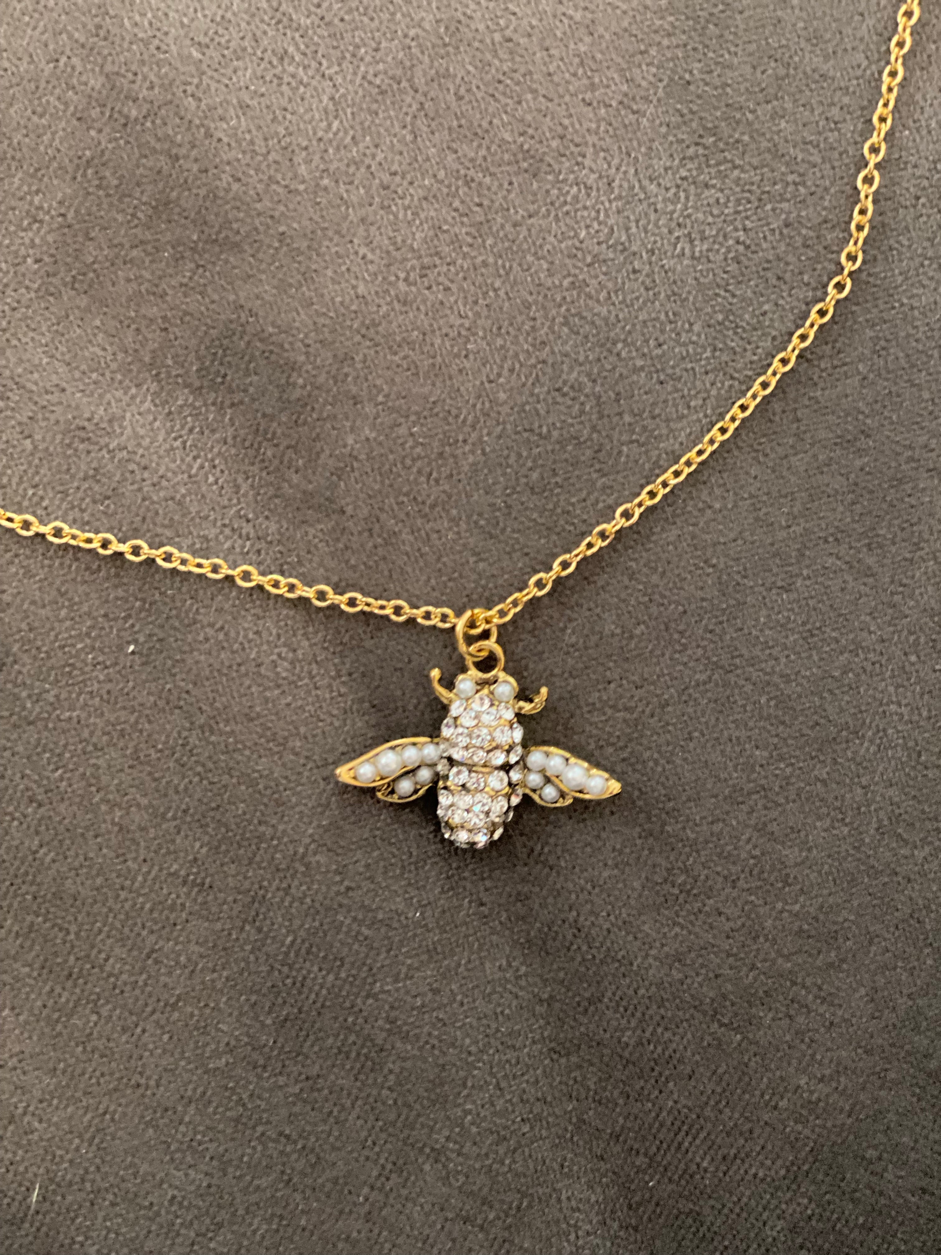 LARGE BUMBLE BEE NECKLACE IN SILVER AND AMBER - Aleks Jewellers